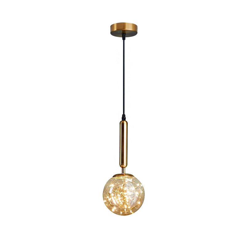 Pendante à LED créative moderne LEMPRE LETURE THRURGED FER LUMIRE À LA CHARGE EN VERRE CARRE