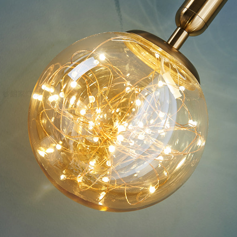 Pendante à LED créative moderne LEMPRE LETURE THRURGED FER LUMIRE À LA CHARGE EN VERRE CARRE