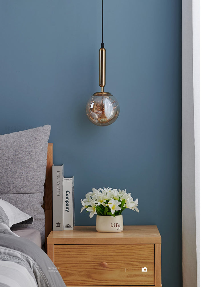 Pendante à LED créative moderne LEMPRE LETURE THRURGED FER LUMIRE À LA CHARGE EN VERRE CARRE