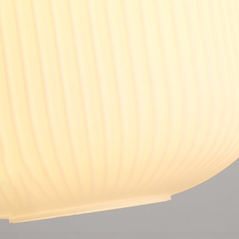 White Wooden Pendant Light in Modern Concise Style Glass Drum Hanging Light for Dining Room