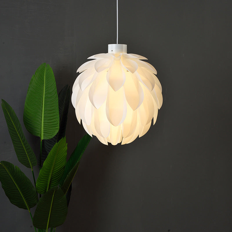 White Plastic Single Hanging Lamp in Modern Creative Style Wrought Iron Pinecone Pendant Light