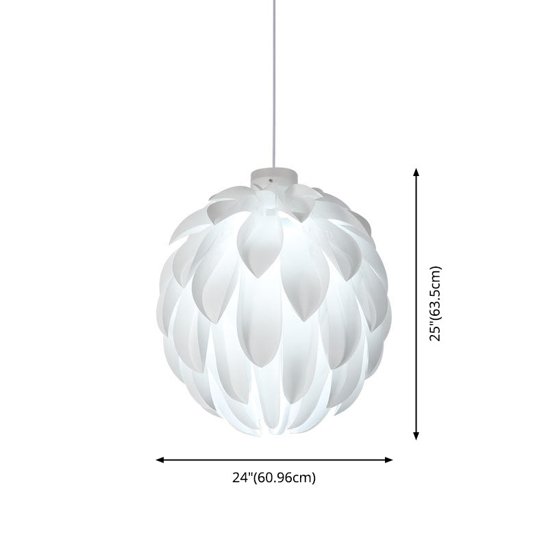 White Plastic Single Hanging Lamp in Modern Creative Style Wrought Iron Pinecone Pendant Light
