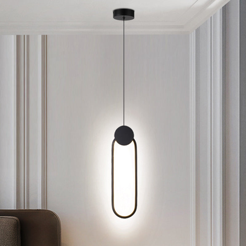 Pendre à LED géométrique noire dans la lampe suspendue en aluminium concis moderne avec une teinte en silicone