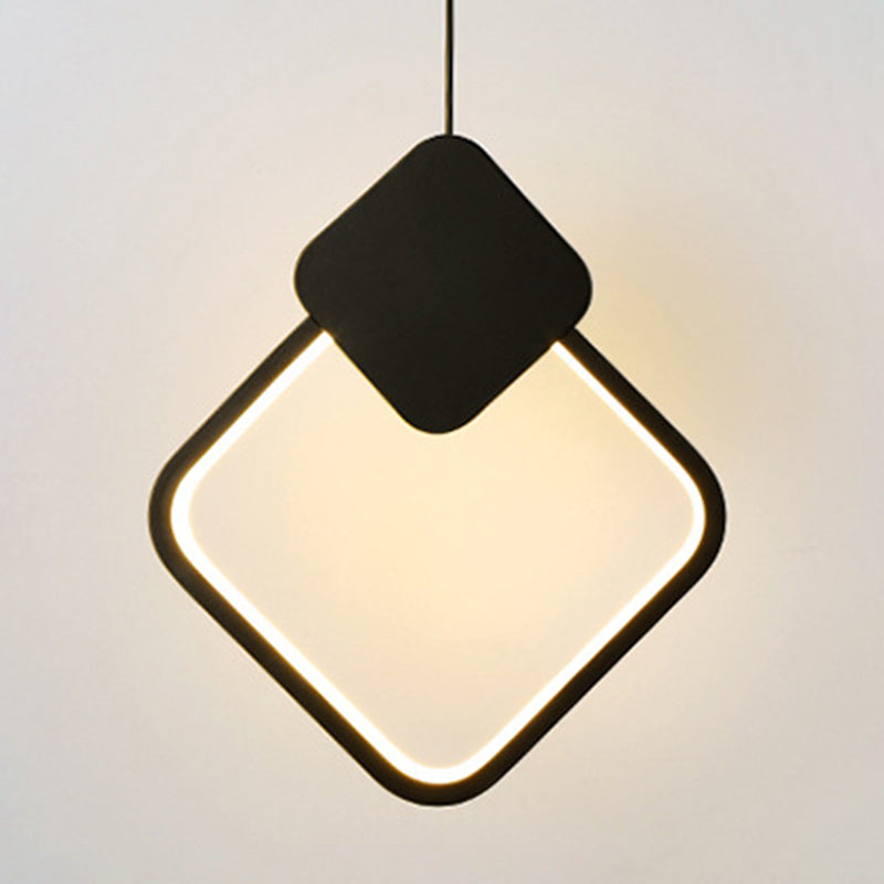 Pendre à LED géométrique noire dans la lampe suspendue en aluminium concis moderne avec une teinte en silicone