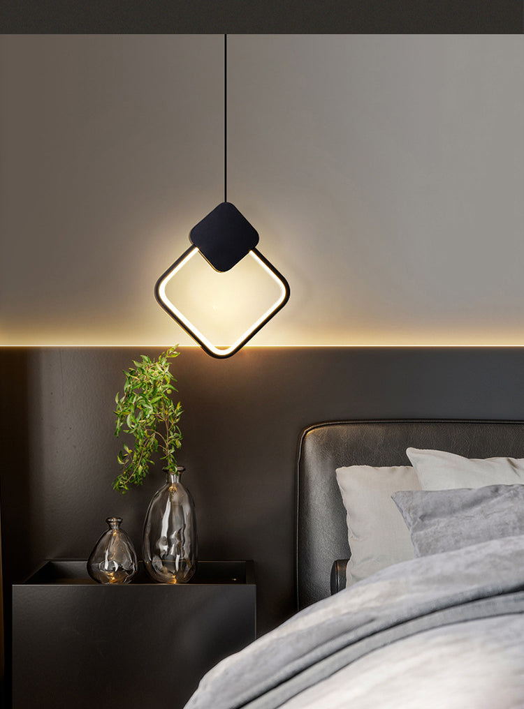 Pendre à LED géométrique noire dans la lampe suspendue en aluminium concis moderne avec une teinte en silicone
