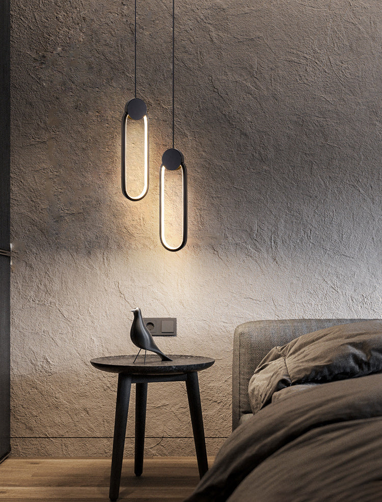 Black Geometric LED Pendant Light in Modern Concise Style Aluminium Hanging Lamp with Silicone Shade