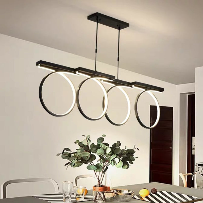 Finitura nera/oro lampadario a bordo a 4/anelli a 4/anelli moderno moderno lampada a soffitto a mano metallica a LED