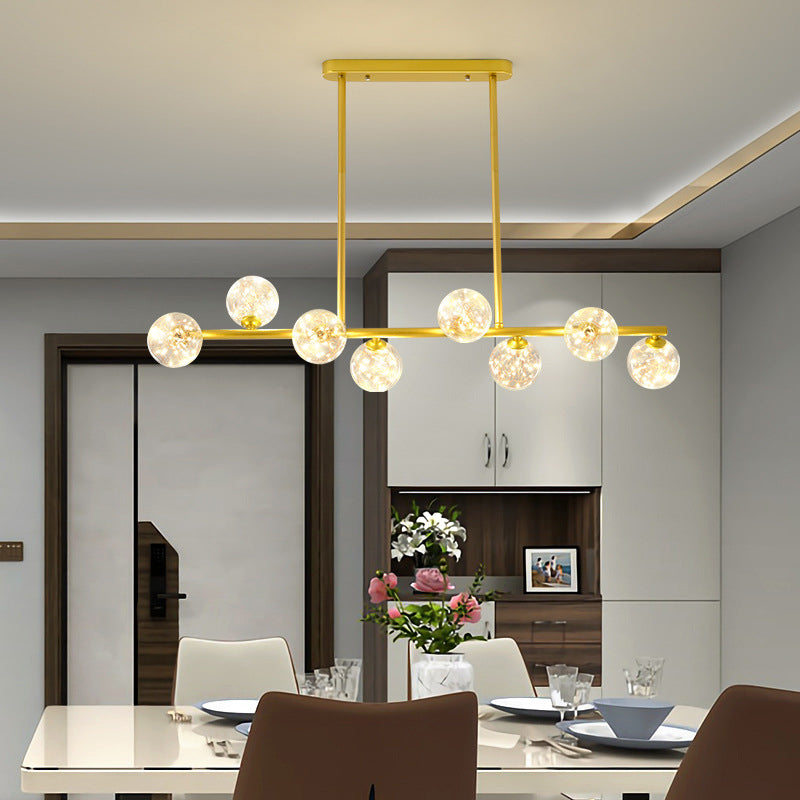 Wrought Iron LED Island Light in Modern Creative Style Glass Globe Pendant Light for Dining Room
