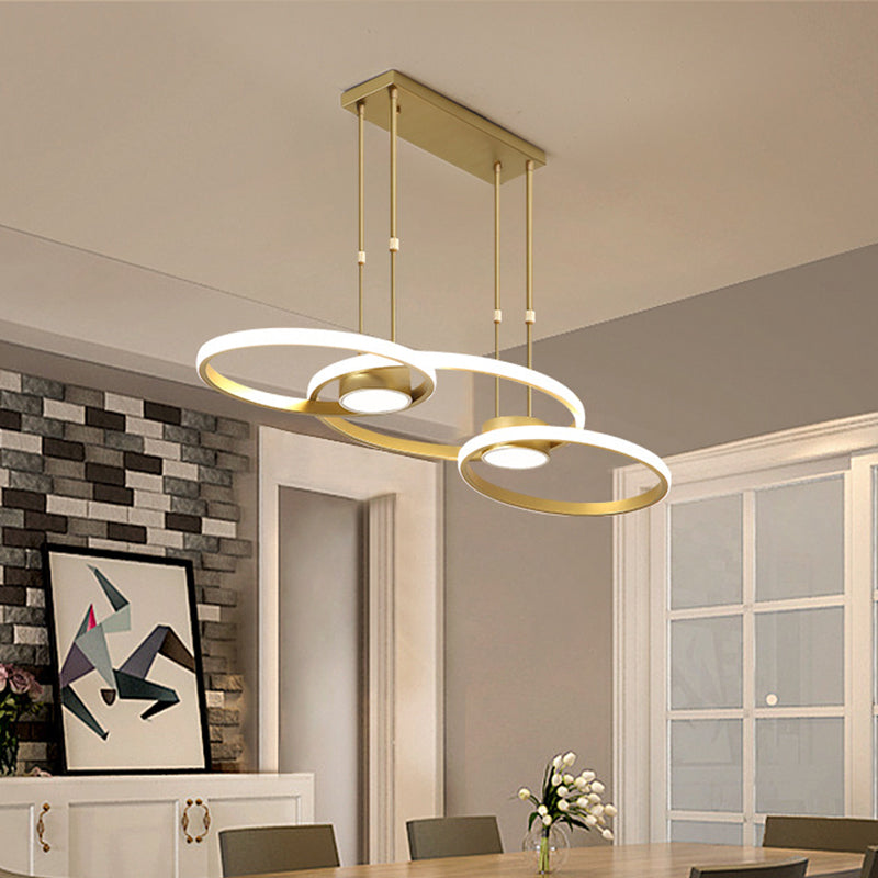 Zwart/gouden afwerking 3/4-ring kroonluchter hanger Moderne stijlvolle led metallic hangende plafondlamp
