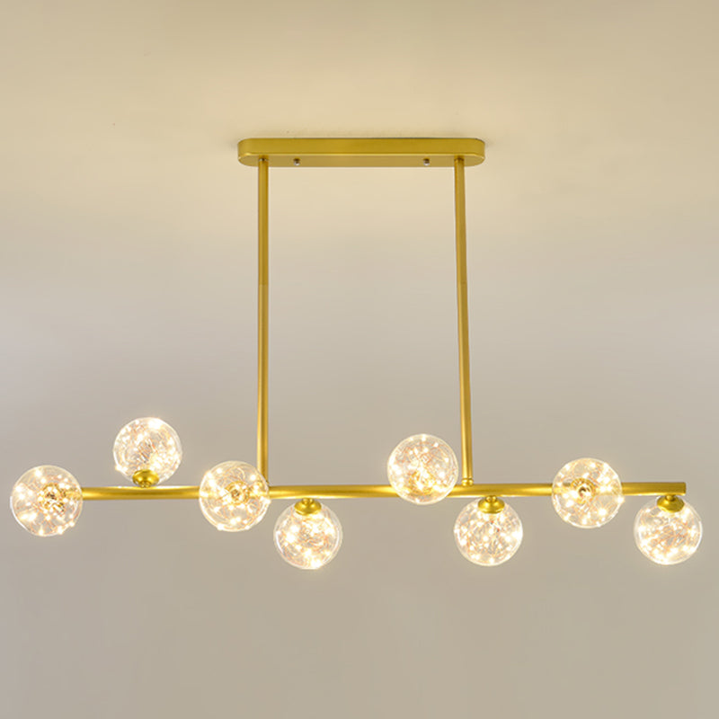 Wrought Iron LED Island Light in Modern Creative Style Glass Globe Pendant Light for Dining Room