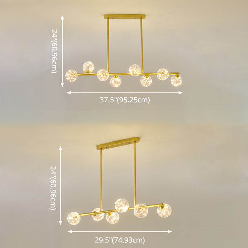 Wrought Iron LED Island Light in Modern Creative Style Glass Globe Pendant Light for Dining Room