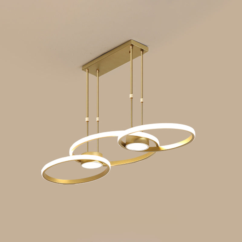 Finitura nera/oro lampadario a bordo a 4/anelli a 4/anelli moderno moderno lampada a soffitto a mano metallica a LED