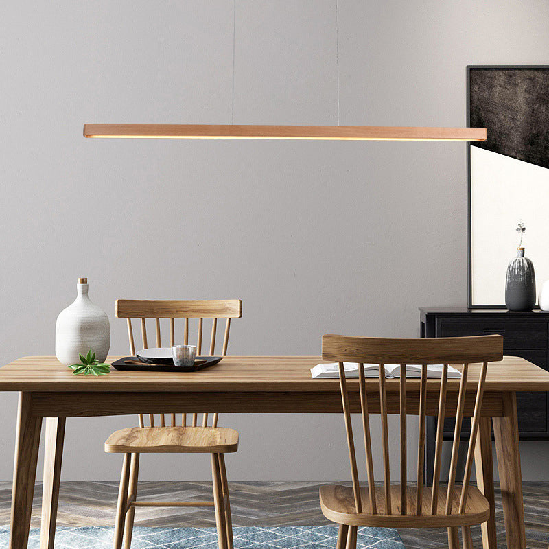 Linear Island Lighting Wood Contemporary Simplicity Pendant Lighting Fixtures for Restaurant