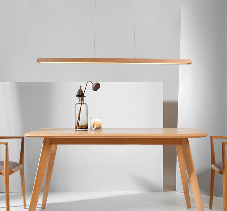 Linear Island Lighting Wood Contemporary Simplicity Pendant Lighting Fixtures for Restaurant