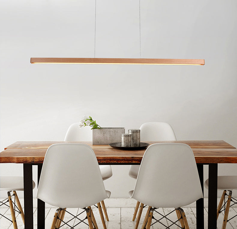 Linear Island Lighting Wood Contemporary Simplicity Pendant Lighting Fixtures for Restaurant