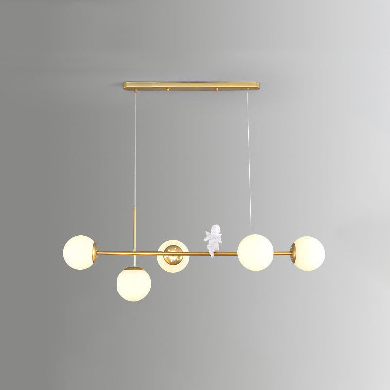 Ball Glass Island Lighting Fixture Nordic Style Island Chandelier Light with Angel Decor