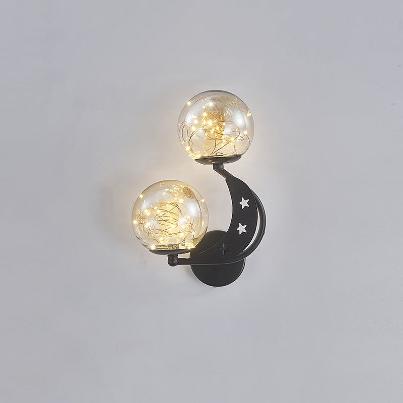 Modern Romantic LED Wall Lamp Wrought Iron Babysbreath Wall Sconce with Glass Shade