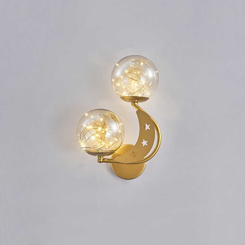 Modern Romantic LED Wall Lamp Wrought Iron Babysbreath Wall Sconce with Glass Shade