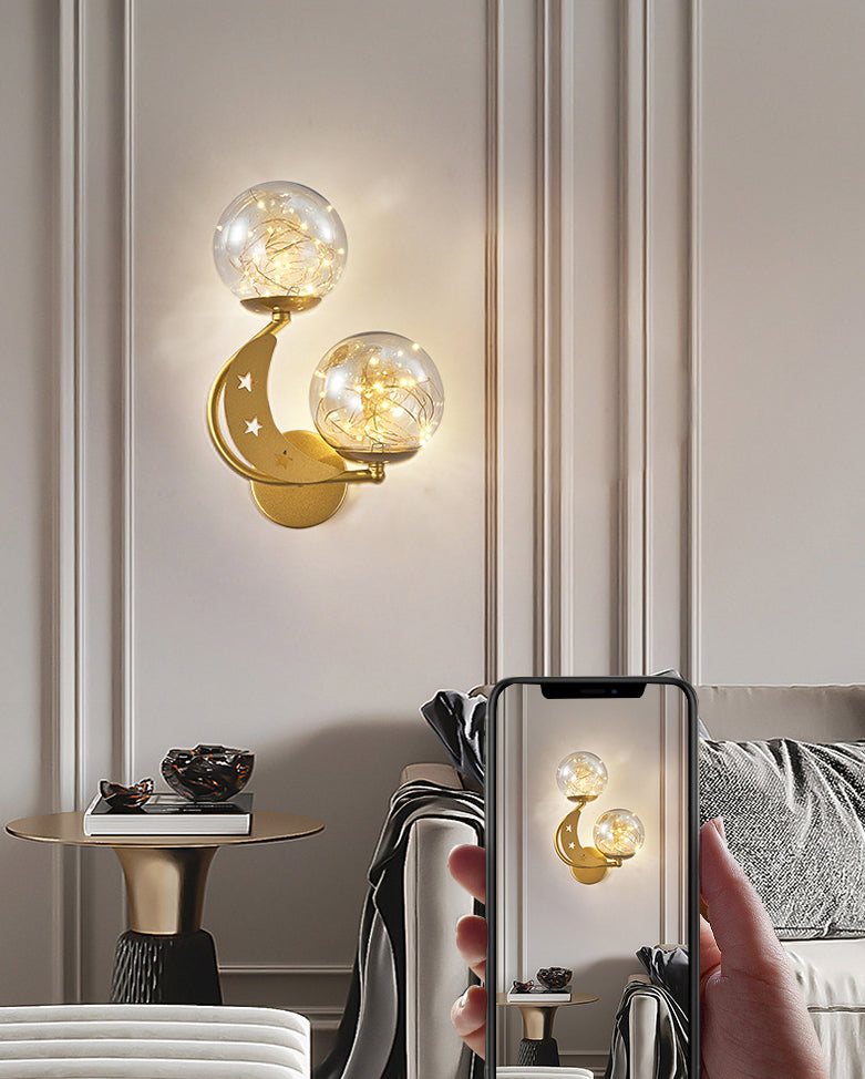 Modern Romantic LED Wall Lamp Wrought Iron Babysbreath Wall Sconce with Glass Shade