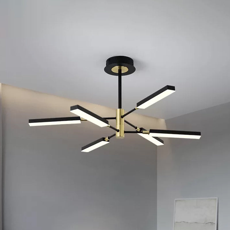 Modern Style Starburst Ceiling Pendant Acrylic 4/6 Lights Black and Gold/White and Gold Chandelier Lamp