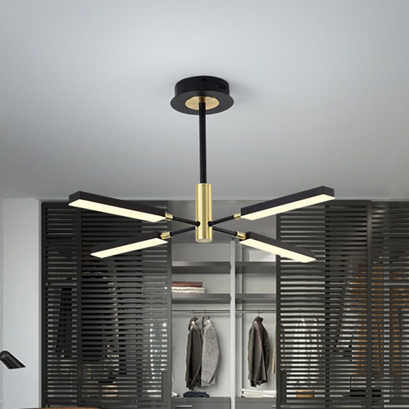 Modern Style Starburst Ceiling Pendant Acrylic 4/6 Lights Black and Gold/White and Gold Chandelier Lamp