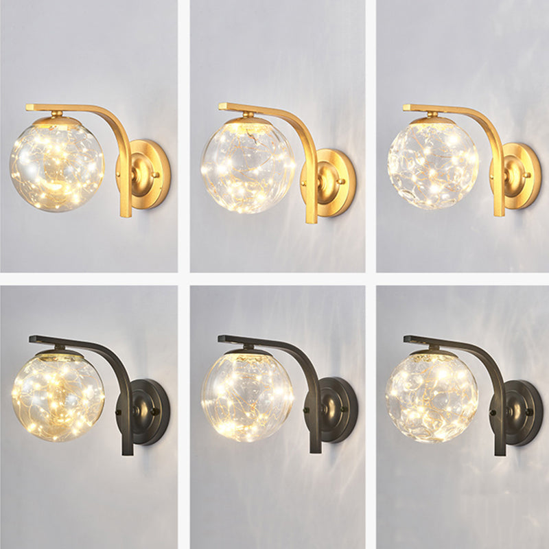 Iron LED Wall Light in Modern Creative Style Babysbreath Glass Wall Sconce for Interior Spaces