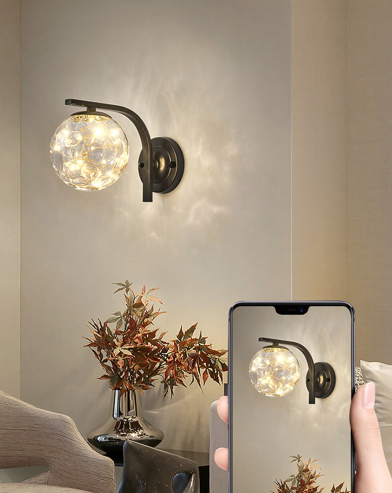 Iron LED Wall Light in Modern Creative Style Babysbreath Glass Wall Sconce for Interior Spaces