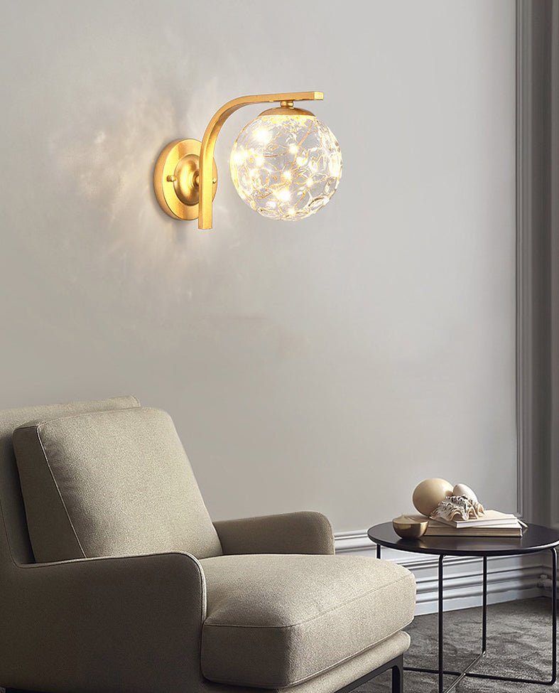 Iron LED Wall Light in Modern Creative Style Babysbreath Glass Wall Sconce for Interior Spaces