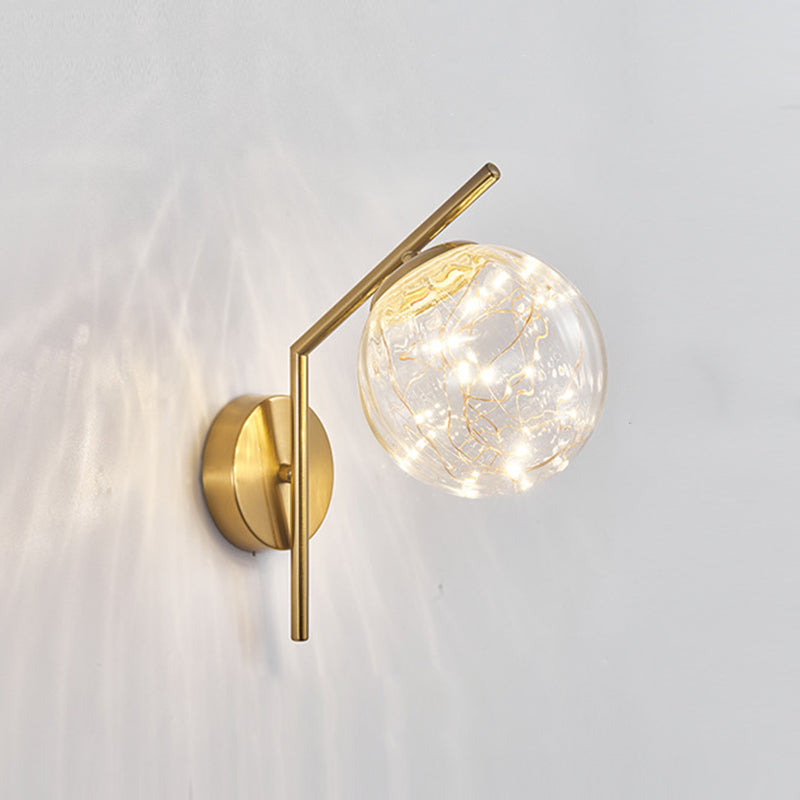 Wrought Iron LED Wall Lamp in Modern Creative Style Glass Globe Wall Light for Bedroom