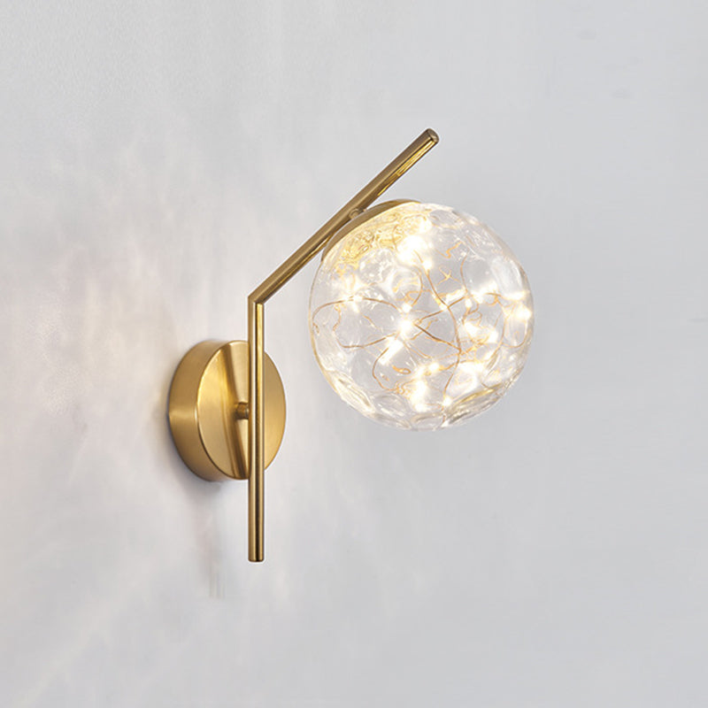 Wrought Iron LED Wall Lamp in Modern Creative Style Glass Globe Wall Light for Bedroom