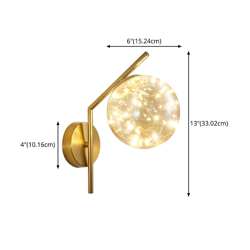 Wrought Iron LED Wall Lamp in Modern Creative Style Glass Globe Wall Light for Bedroom