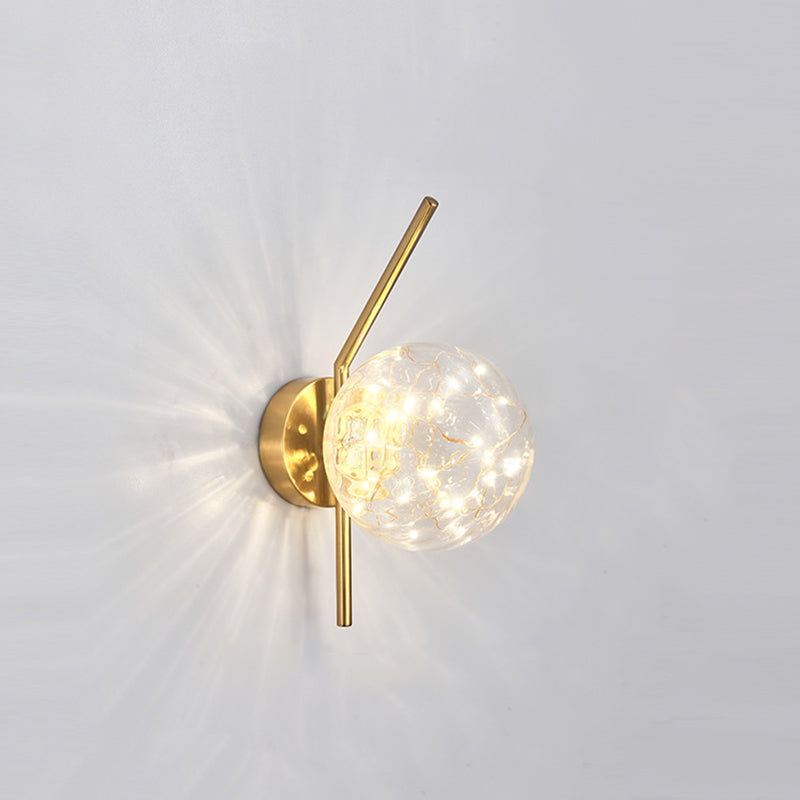 Glass Globe LED Wall Light in Modern Luxury Style Wrought Iron Wall Lamp for Interior Spaces