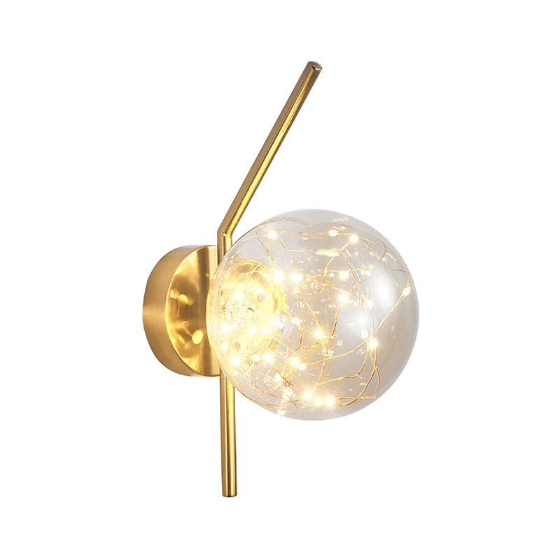 Glass Globe LED Wall Light in Modern Luxury Style Wrought Iron Wall Lamp for Interior Spaces