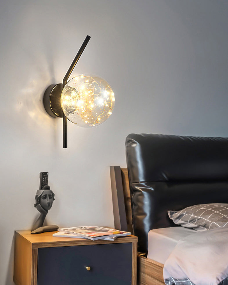 Glass Globe LED Wall Light in Modern Luxury Style Wrought Iron Wall Lamp for Interior Spaces