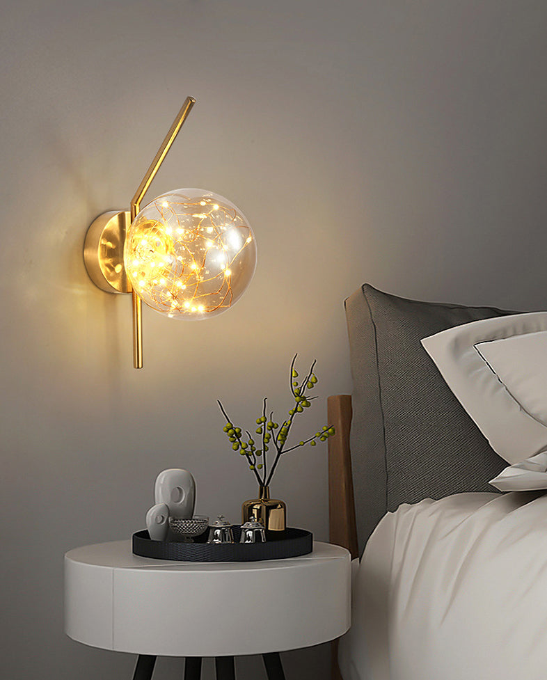 Glass Globe LED Wall Light in Modern Luxury Style Wrought Iron Wall Lamp for Interior Spaces