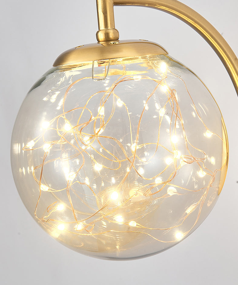 Modern Luxury LED Wall Sconce Wrought Iron Globe Wall Lamp with Glass Shade