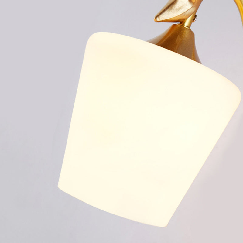 Modern Creative Antler Wall Lamp Wrought Iron Wall Sconce with White Glass Shade