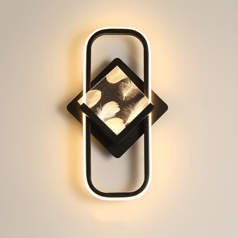 Modernist Crystal Rectangle Wall Light Fixture 1-Light LED Sconce Light for Bedroom