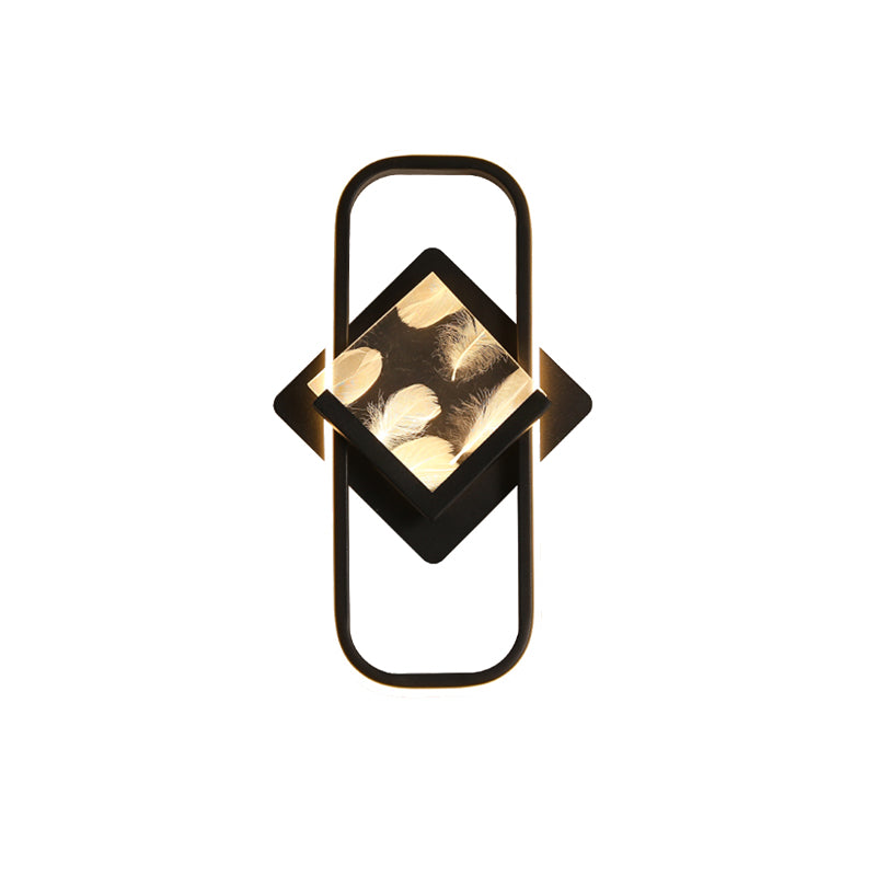 Modernist Crystal Rectangle Wall Light Fixture 1-Light LED Sconce Light for Bedroom