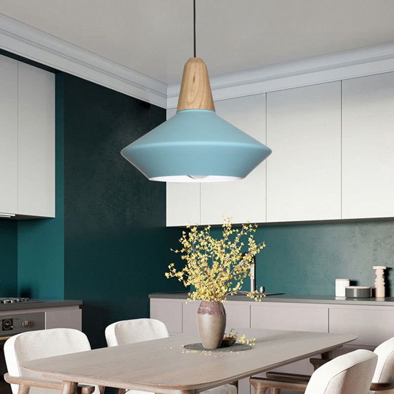Metal Urn Pendant Light Modernist 1 Bulb Ceiling Suspension Lamp in Blue/Grey for Dining Room