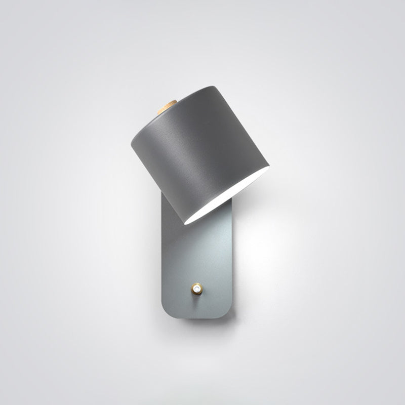 Bedroom Wall Mounted Light Fixture Nordic Style Wall Sconce Lighting with Cylinder Metal Shade
