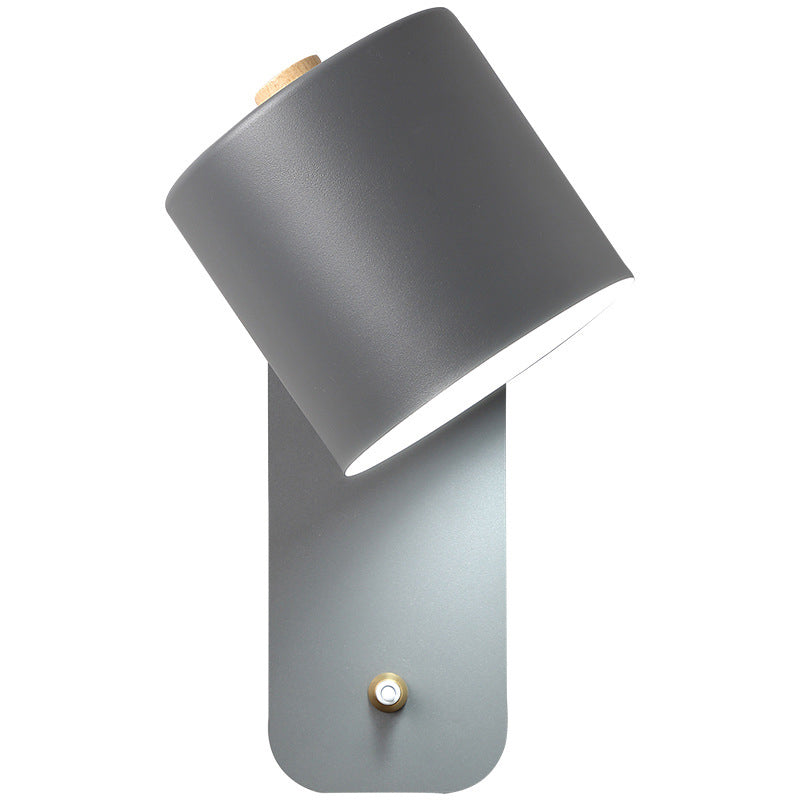 Bedroom Wall Mounted Light Fixture Nordic Style Wall Sconce Lighting with Cylinder Metal Shade