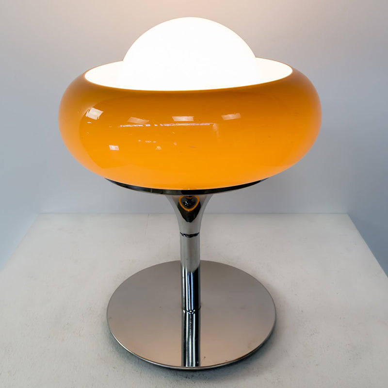 Lampada da tavolo a forma di bocciolo in vetro marrone chiaro Lampada da notte contemporanea con 1 lampadina con finitura cromata per soggiorno