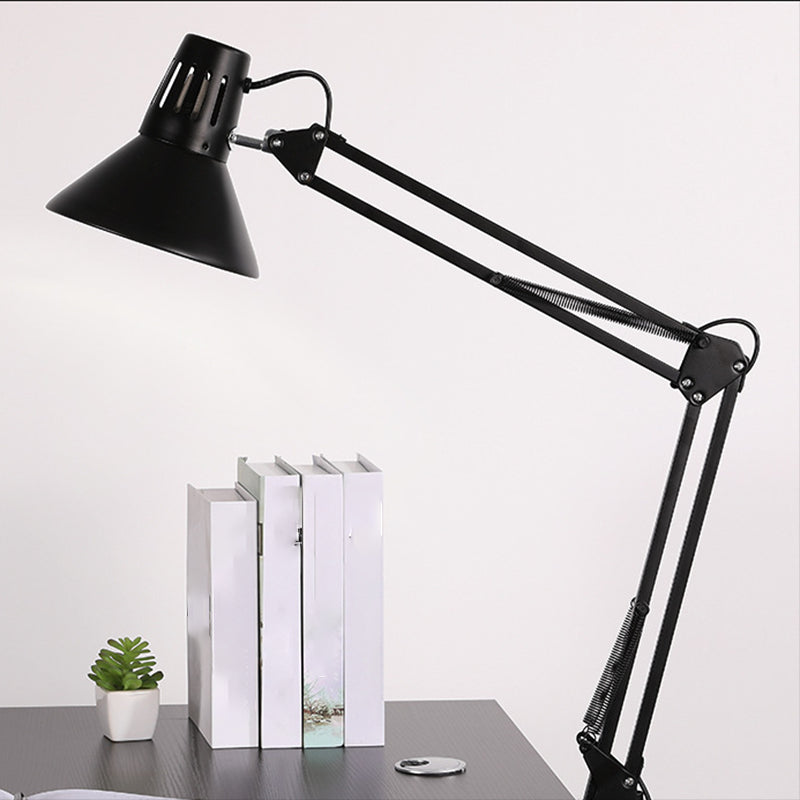 Studio conico Studio lampada da scrivania Metallic 1 Testa Nordica Luce da tavolo con braccio azionario