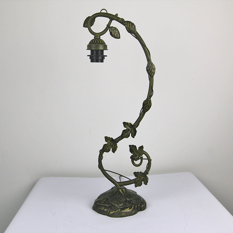 Weathered Bronze Gooseneck Table Lamp Traditional Stained Glass 1 Bulb Bedroom Night Light