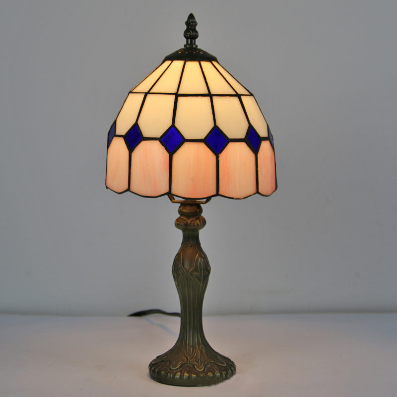 Lampada da comodino in vetro colorato a forma di ombrello Lampada da tavolo vintage a 1 lampadina per soggiorno