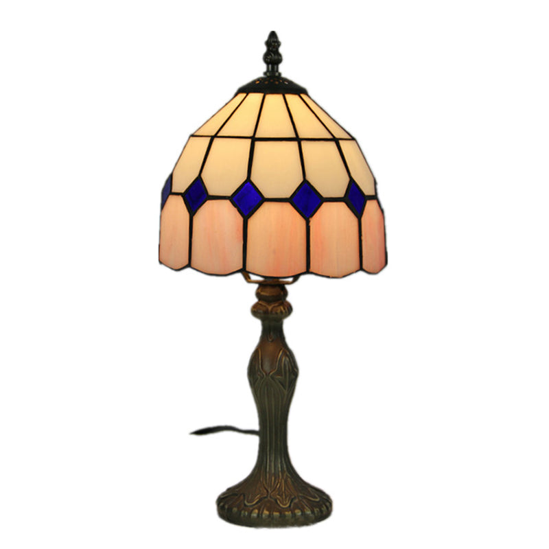 Lampada da comodino in vetro colorato a forma di ombrello Lampada da tavolo vintage a 1 lampadina per soggiorno