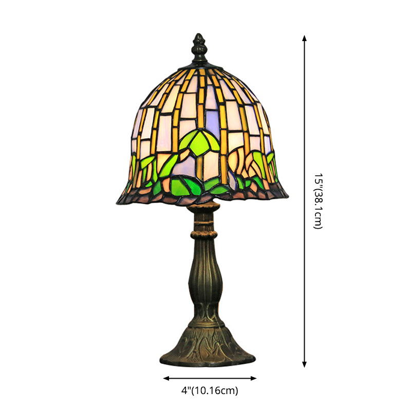 Light da tavolo a forma di campana a forma di 1-bulba Lampada da comodino in vetro in bronzo