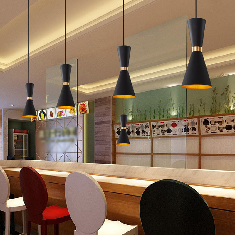 Contemporary Tapered Pendant Lighting Metal 1 Bulb Ceiling Suspension Lamp in Black/White