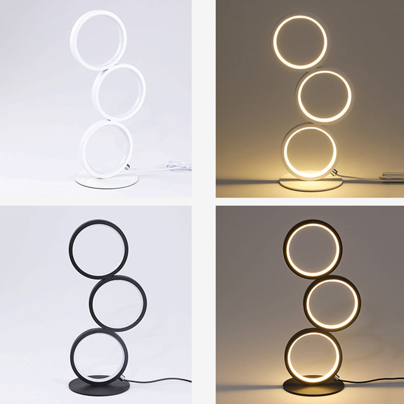 Table à LED en forme de bague Light Creative Minimalist 3-Light Night lampe pour le salon